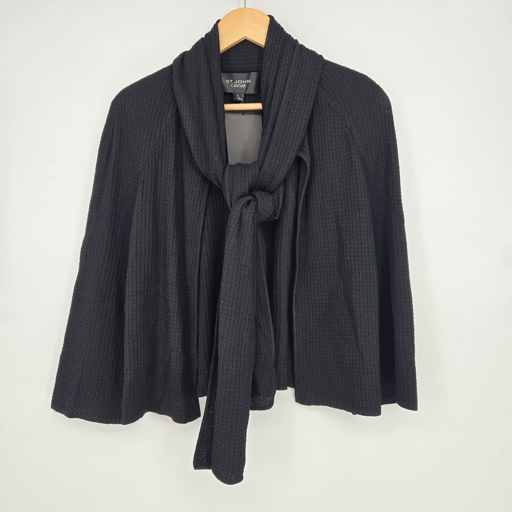 NWT $895 St John Marie Gray Sweater Scarf Wool Blend Womens P/S Quiet Luxury